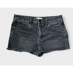 Free People women’s button-fly cut-off charcoal gray shorty shorts size 31